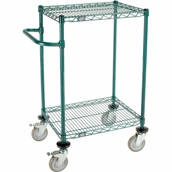 Nexel 2 Shelf Cart, Poly-Green, 24inL x 18inW x 40inH, Polyurethane Brake Casters B3055392